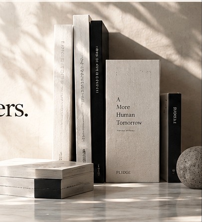 Books in a quiet editorial setting